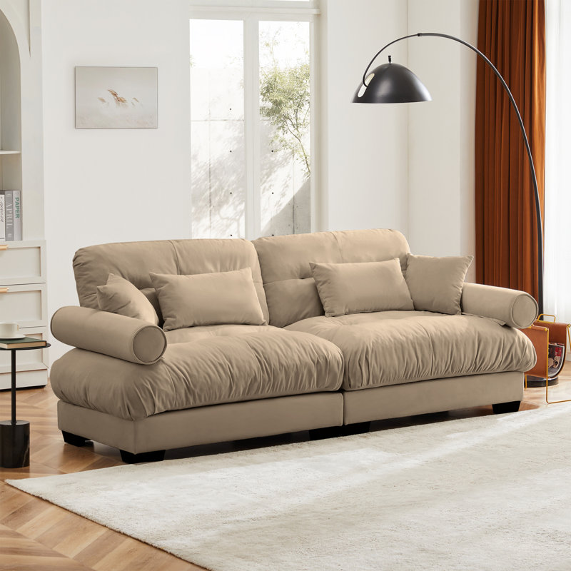 Santana Fabric Upholstered 2-Seater Sofa, Camel