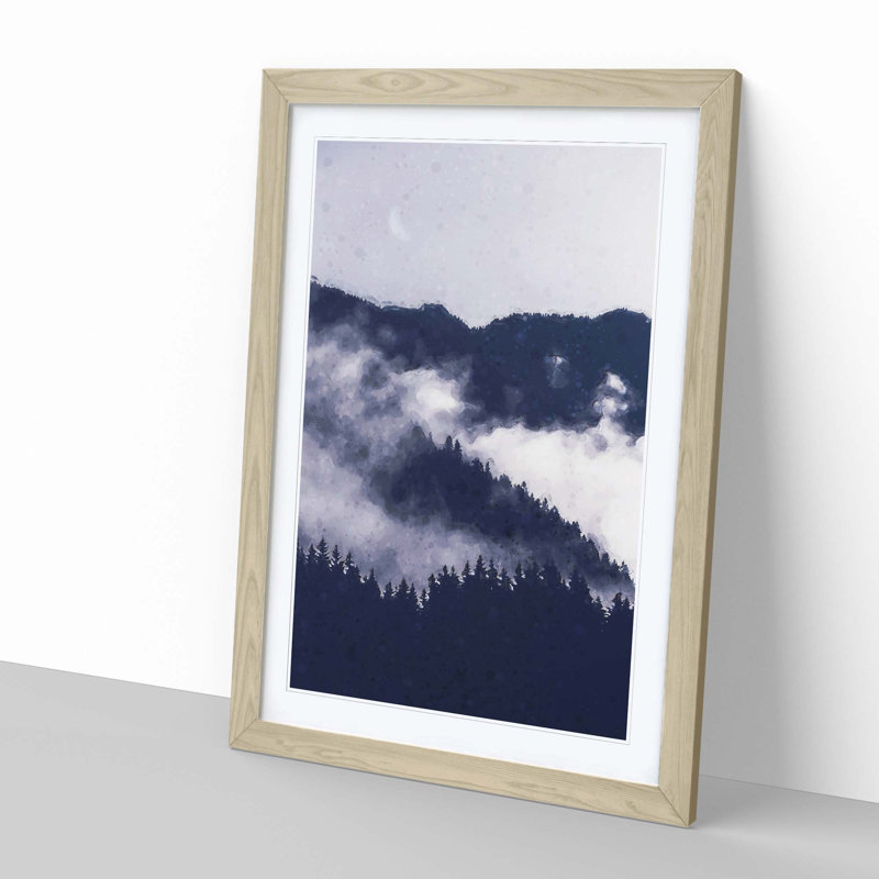 Waxing Moon over the Forest - Picture Frame Graphic Art Print, Oak, 76cm H x 50cm W x 2cm D