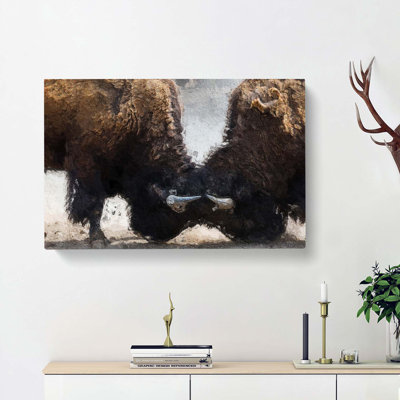 Battling Bison - Wrapped Canvas