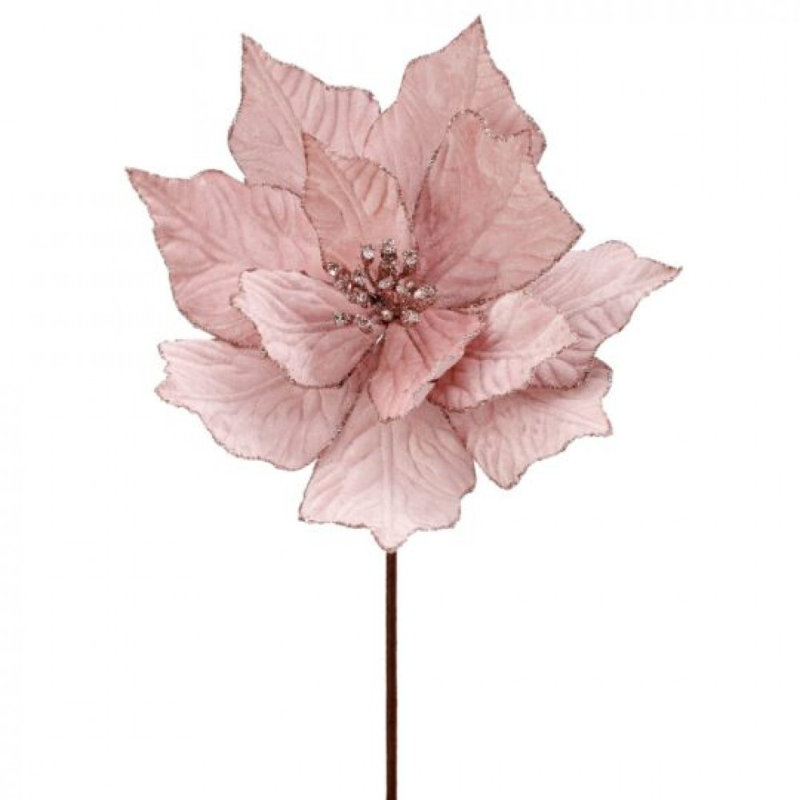 Fleur artificielle rose en velours rose poinsettia