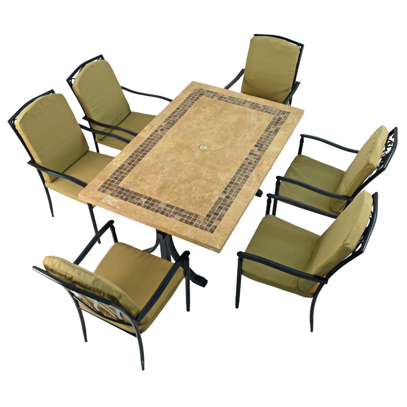 CHARLESTON Stone Dining Table with 6 ASCOT DELUXE Chairs Garden Set