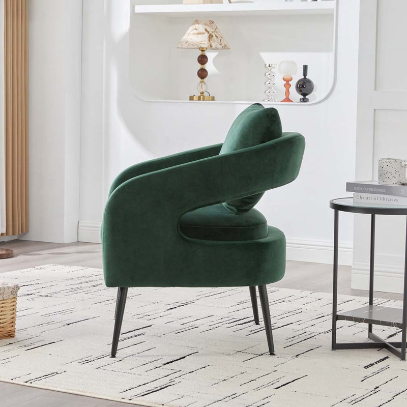 Chaise d'appoint rembourrée en velours, Vert