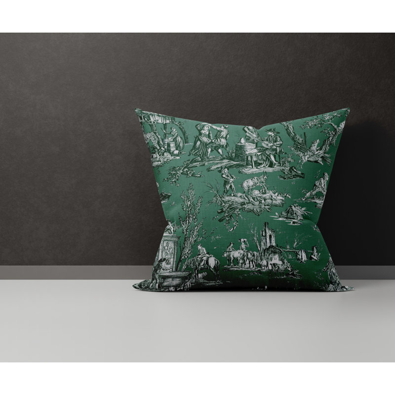  Housse de coussin en coton Eloise, L 15 po x H 15 po, Émeraude