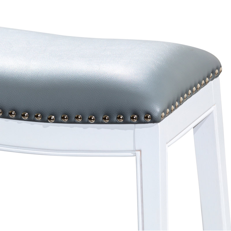 Cuir - Option assise confortable à finition classique, Blanc, Noir, Tabouret de bar (siège d'une hauteur de 31,55 po)
