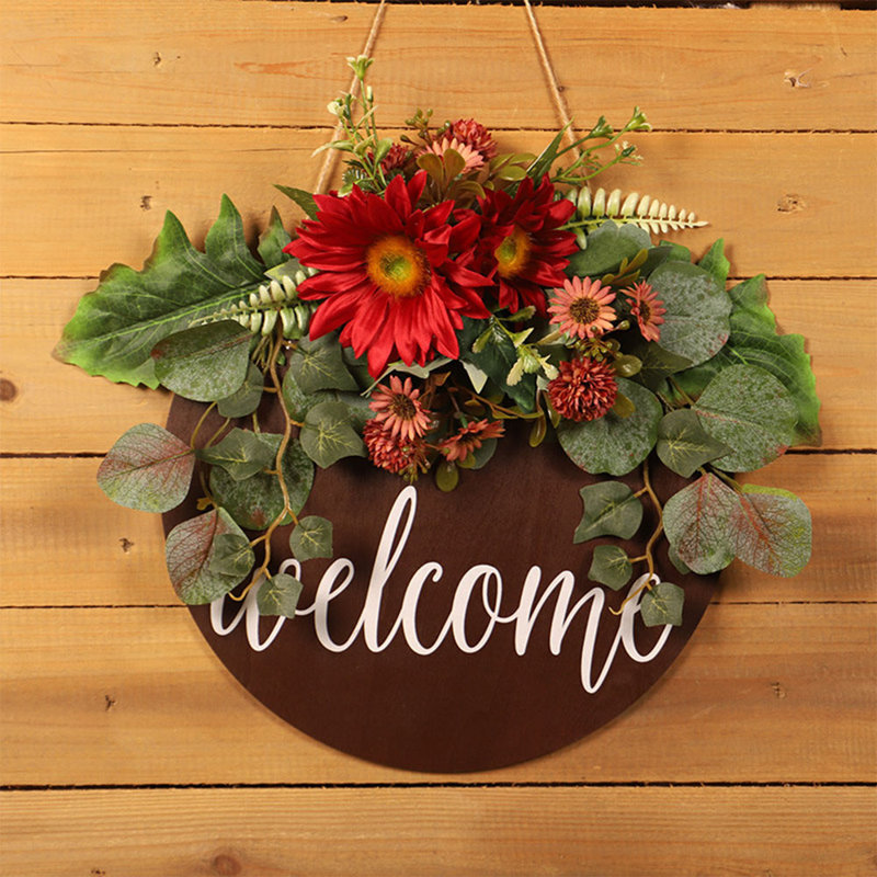 Faux Sunflower 40cm Wreath