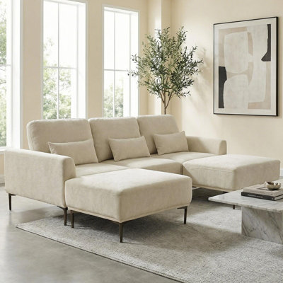 Modular Sectional Sofa With Adjustable Backrest, Modern Deep Seat Couch With Adjustable Cushion, Upholstered Couch For Living Room Apartments Bedroom