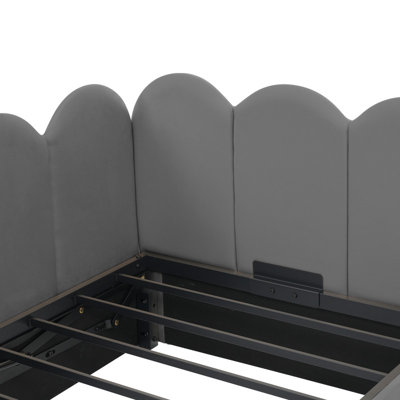 Upholstered Daybed, 90x190cm Velvet Sofa Bed, Hydraulic Storage, Metal Slatted Frame, No Mattress