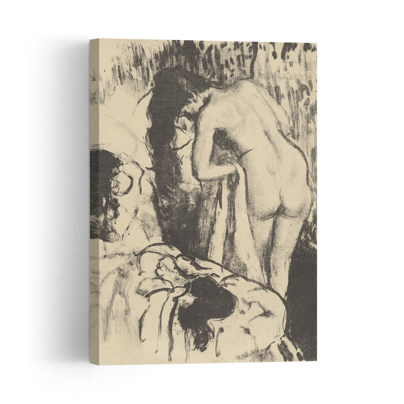Femme nue debout, s'essuyant, vers 1890. Estampe d'art mural abstrait contemporain impressionniste., 36" H x 24" W