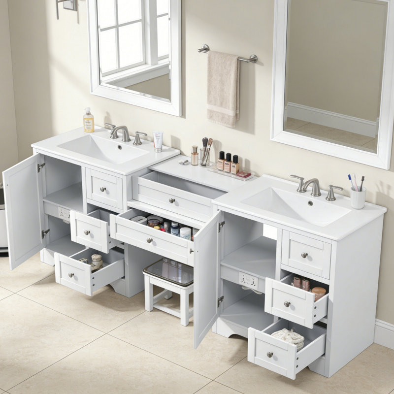 Meuble-lavabo double 84 po 84 po
