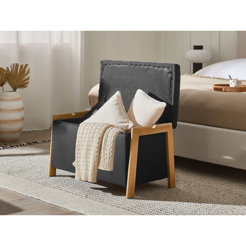 EDLAND Upholstered Storage Bench, Black