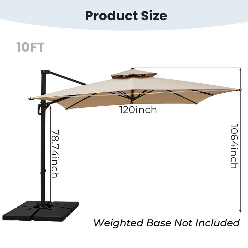 black friday cantilevered patio umbrella Mirador Novara 10'x10' Cantilever Indigo Color Mushroom Its premium off 9' Designer Umbrella - Black