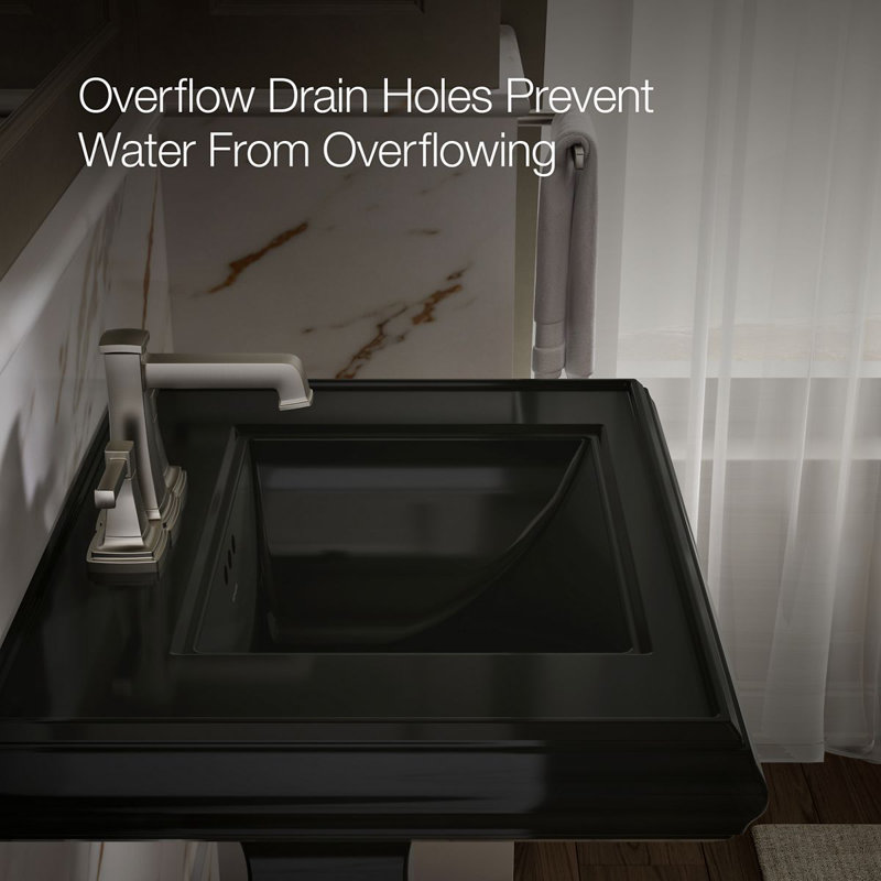 Memoirs® 26.375" Tall Rectangular Pedestal Bathroom Sink with Overflow, Black, 4" Centers