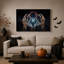 Toile squelettique encadrant une toile d'araignée bleue brillante sous Halloween-2137060504