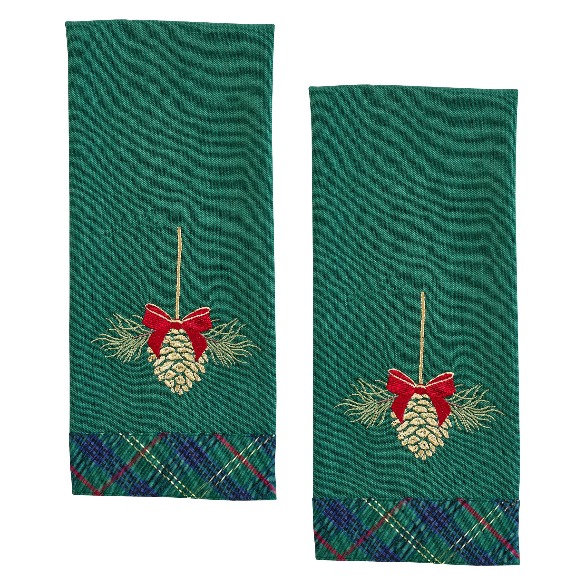 Macmerry Plaid Dishtowel Set Of 2 (Set of 2) - Green Pine Cone