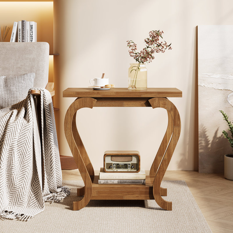Table de bout étroite, petite table d'appoint, Noyer