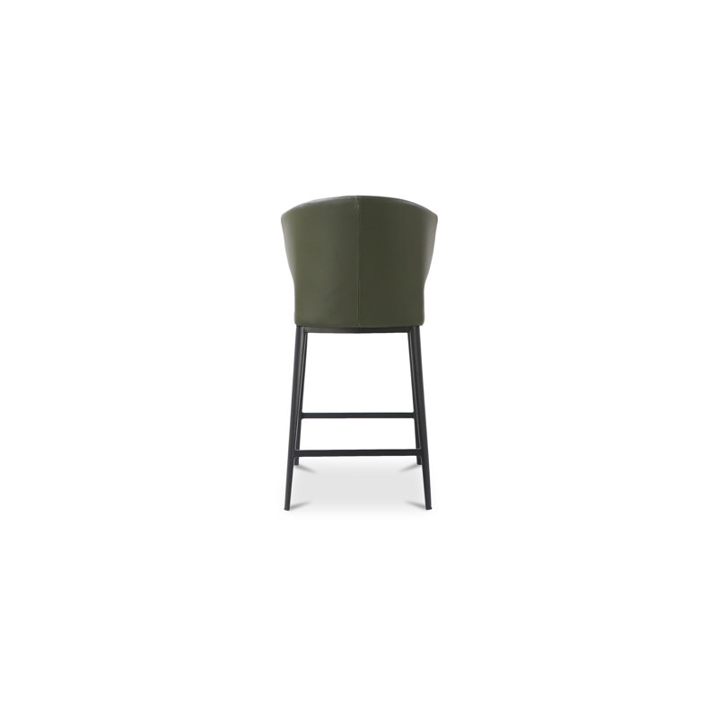 Delaney Upholstered Bar Stool with Metal Frame, Dark Green, Counter Stool (25.6" Seat Height)
