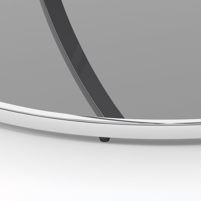 Table basse en verre avec cadres en forme d'anneau, Plateau noir / base argent