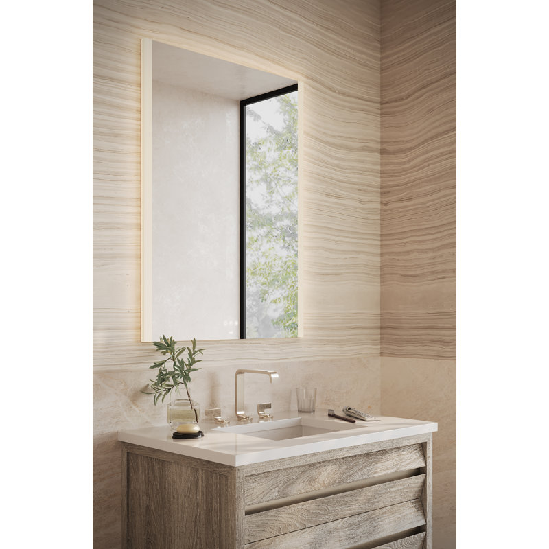 Instinct Lighted Rectangular Mirror, Edge Lit Light Pattern, 36" x 48" x 7/8"