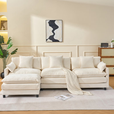 Canapé modulaire en L 108 po avec canapé-lit modulaire en L 108 po avec repose-pieds en chenille et siège profond avec coussin pour le salon, la chambre à coucher et un appartement
