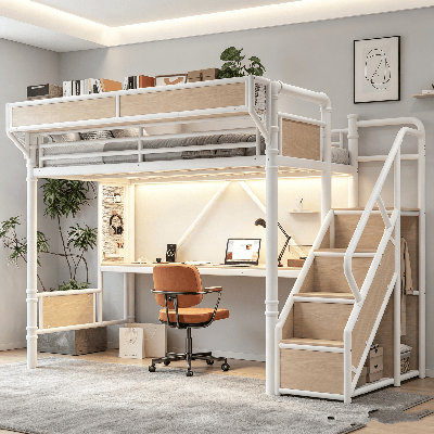 Structure de lit superposé en métal industriel, lit superposé avec échelles et garde-corps, lit superposé en métal robuste, lit superposé en métal noir, lit superposé industriel moderne pour enfants, chambre d'adolescent