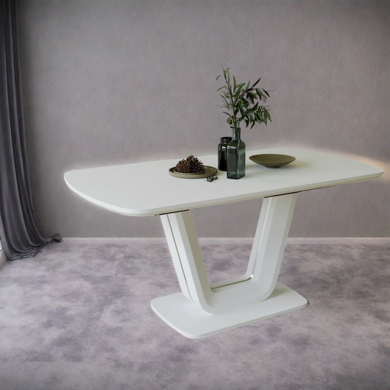 Table de salle à manger extensible moderne avec panneau de fibres à densité moyenne antique et pieds en forme de U pour la maison et le bureau