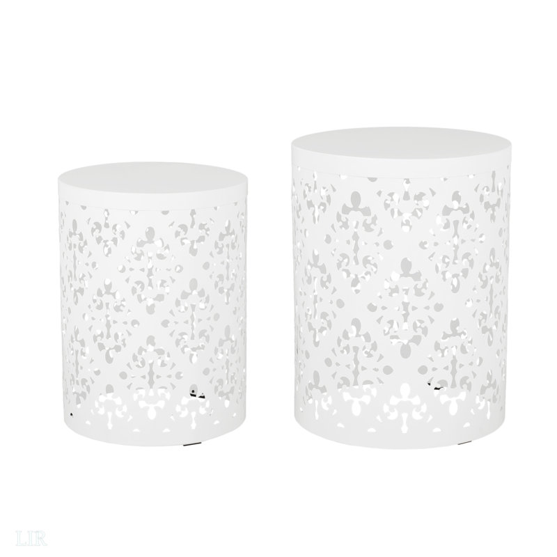 Metal S/2 End Table, Modern Design, End Table, White
