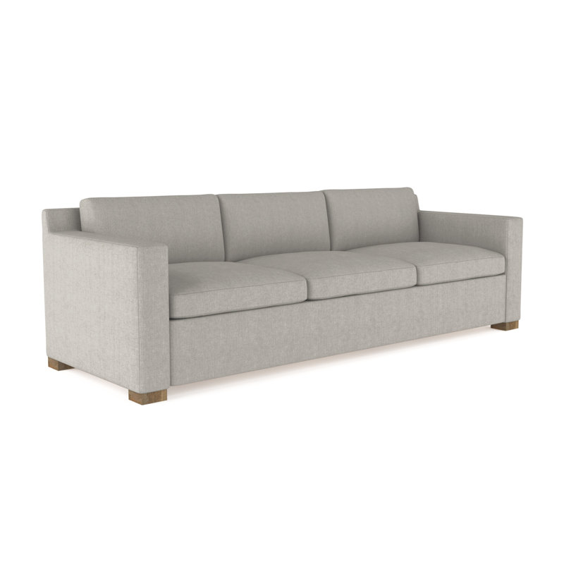 Mercer Track-Arm Sofa, Weathered, 33.5" H x 108" W x 39" D, Box Weave Linen Silver Streak