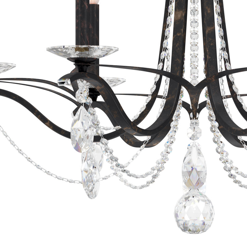 Vesca 6 - Light Dimmable Classic / Traditional Chandelier, Clear Heritage Crystal, Black