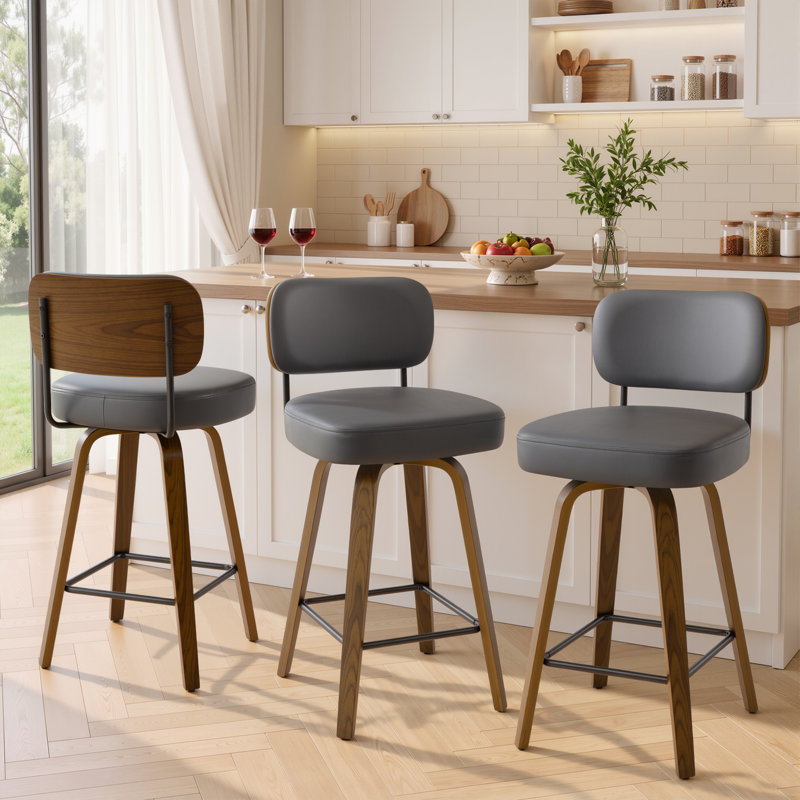 Tabouret de bar et de comptoir pivotant Loranza, Tabouret de bar (siège d'une hauteur de 29 po), Gris, Brun