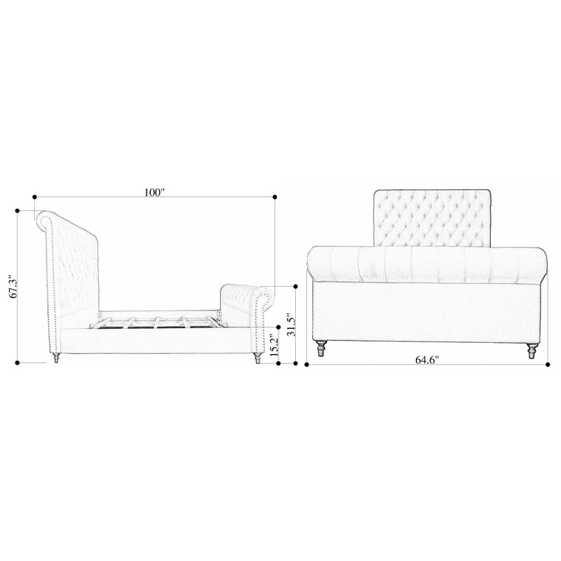 Yearsley Upholstered Sleigh Bed, Charcoal