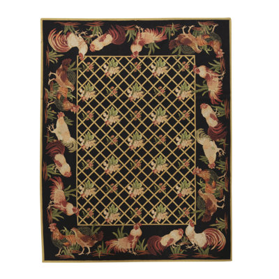 Hand-Knotted High-Quality Green/Black/Red Area Rug