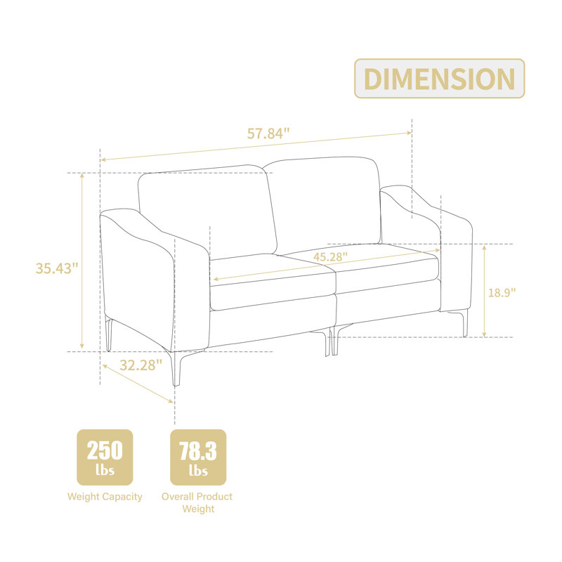 Modular Sectional Two-Seater Sofa, Beige Corduroy