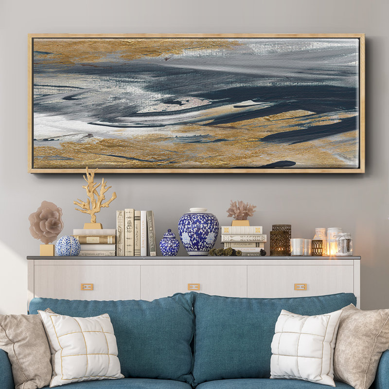 Tumultueux bleu marine - toile encadrée, H 20 po x l 50 po