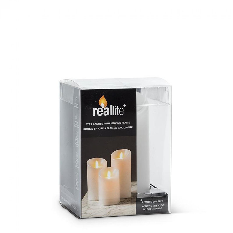 Bougie sans flamme Reallite, Blanc / Blanc, 4,5 po x 3 po sans flamme