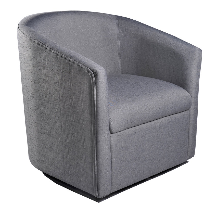 Fauteuil demi-tonneau pivotant en lin 27 po Unger, Gris