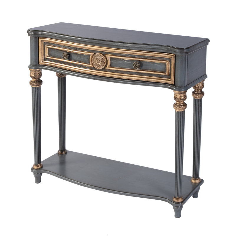 37" Serpentine-Shaped Console Table, Blue