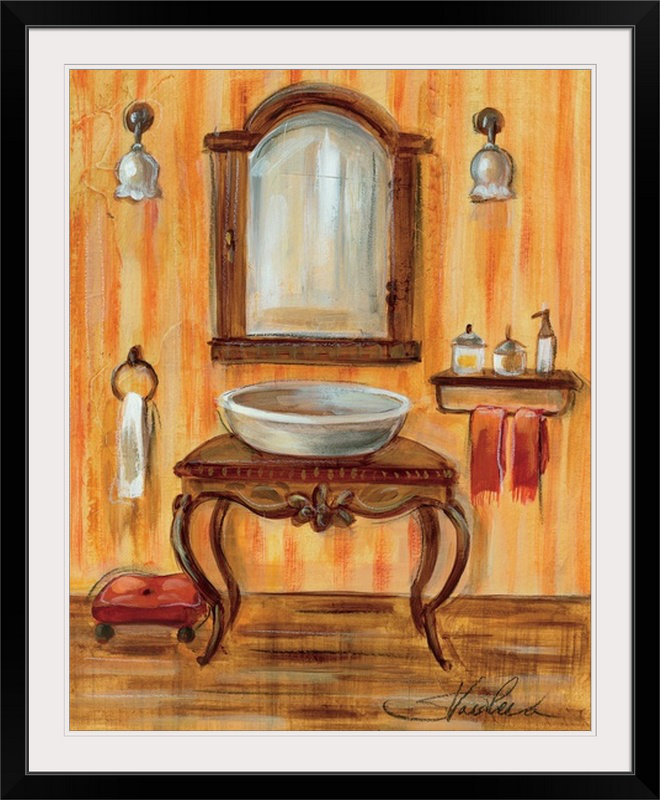 «Tuscan Bath II» par Silvia Vassileva, reproduction d'art, H 28 po x l 24 po x P 1 po, Cadre noir