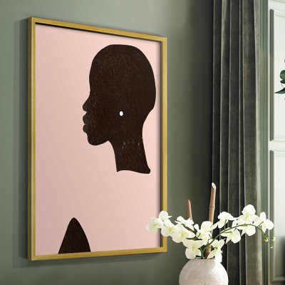 «Pink Silhouette I», reproduction encadrée - bois massif