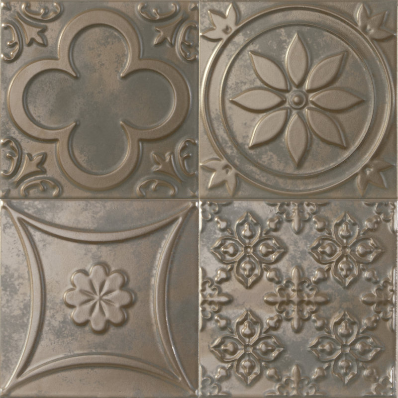 14.7 x 14.7 cm Beveled Porcelain Tile, Bronze