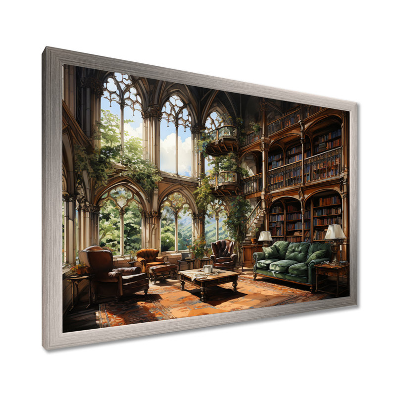 Art contemporain, bibliothèques, Haven I, H 34 po x l 44 po x P 1,5 po, Cadre simple argenté