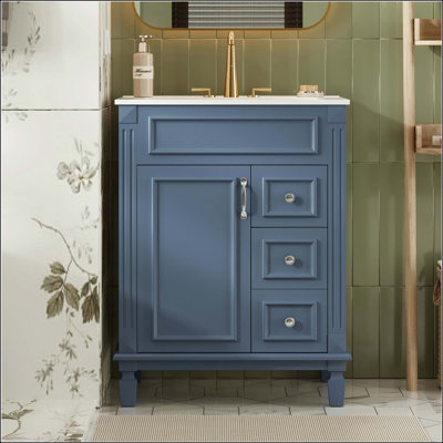 24" French-Style Bathroom Vanity with 2 Drawers