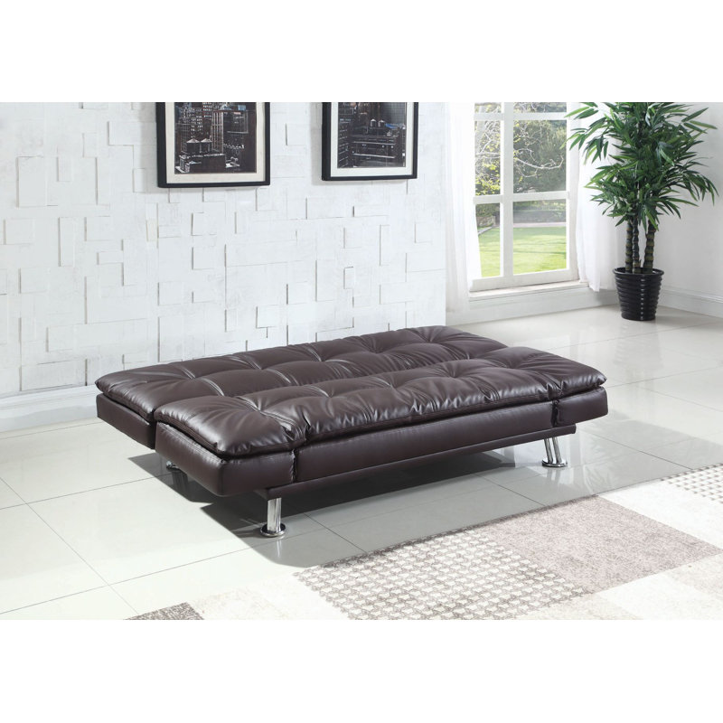 Upholstered 73'' Sofa, Black Faux Leather, 35.5" H x 73" W x 37" D