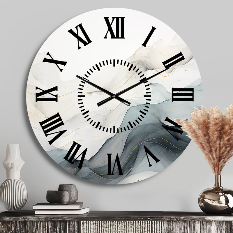 Horloge murale bleue et grise II, Médium