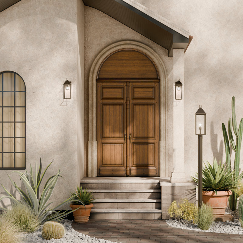 25" 1-Light Outdoor Post Light with Clear Glass, Bronze
