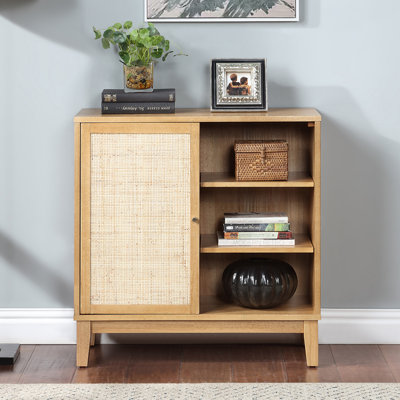 W31 In. Wood Storage Cabinet With Adjustable Shelf And 1 Rattan Door by Bay Isle Home