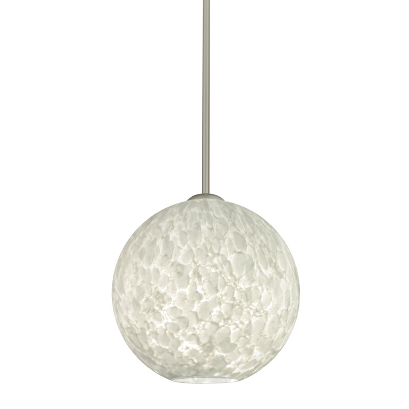 Luminaire sphère suspendu 1 lumières simple Speth, Nickel satiné, H 11,5 po x l 11,75 po x P 11,75 po