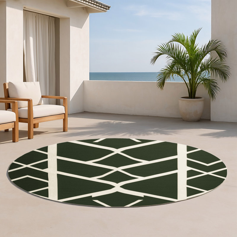 Tapis vert intérieur et extérieur Trellis, Rond 5 pi