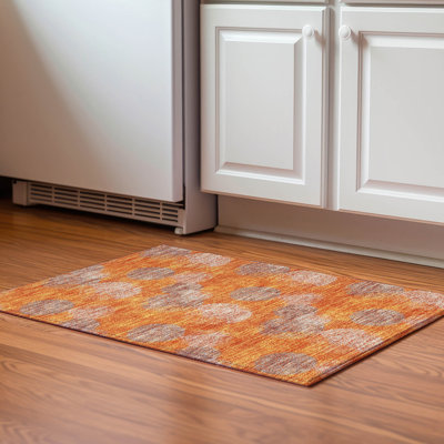 Premium Machine Washable Prisco Orange Rug