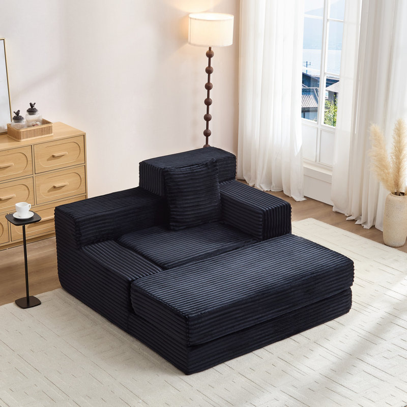 Canapé-lit Boneless Eluren Corduroy, Noir