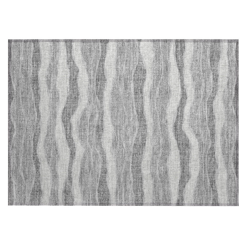 Machine Washable Indoor/Outdoor Chantille ACN2849 Stripes Rug, 1'8" x 2'6", Pewter
